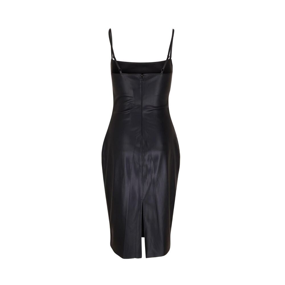 L'Agence Dream Faux Leather Midi Dress US 16 LBD Night Out Cocktail Party Vegan - Picture 5 of 13